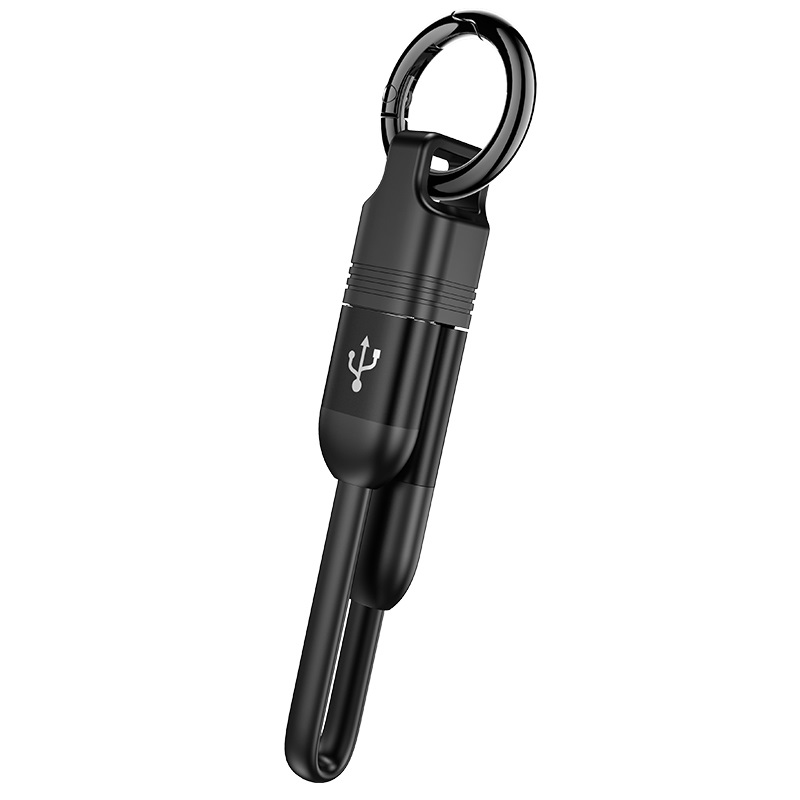 

Кабель USB-Lightning+USB Type-C, плоский, 2.4A, 20см, черный HOCO Cool U87 (24328), U87