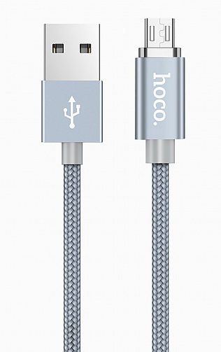 

Кабель USB 2.0(Am)-Micro USB 2.0(Bm), 2,4А, 1м, серый HOCO, 0