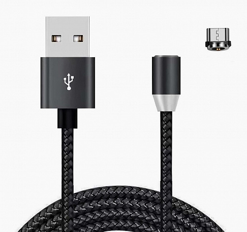 

Кабель USB 2.0(Am)-Micro USB 2.0(Bm), 1.5A, 1м, магнитный, черный, 0