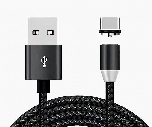

Кабель USB 2.0(Am)-Type-C, 1.5A, 1м, магнитный, черный, 0