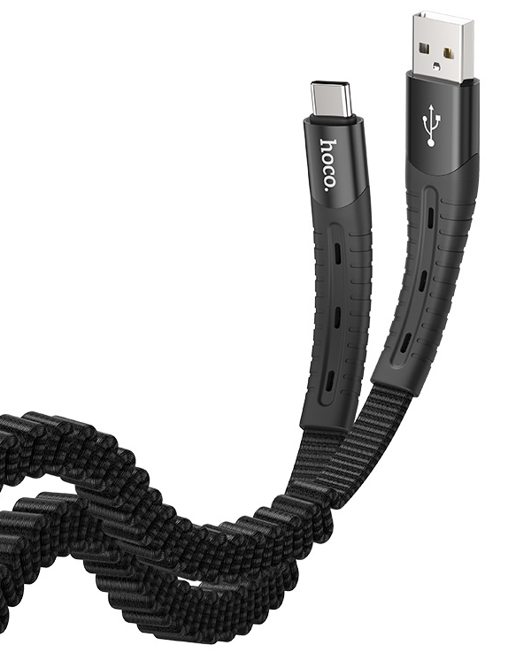 

Кабель USB 2.0(Am)-Micro USB 2.0(Bm), плоский, 2.4A, 1.2м, черный HOCO (U78), 0