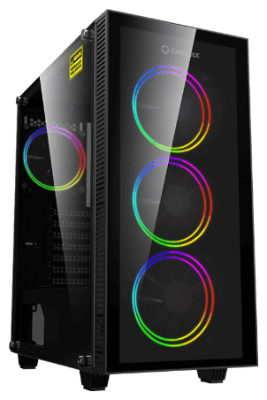 Корпус GameMax A363-TA, ATX, Midi-Tower, USB 3.0, RGB подсветка, черный, без БП