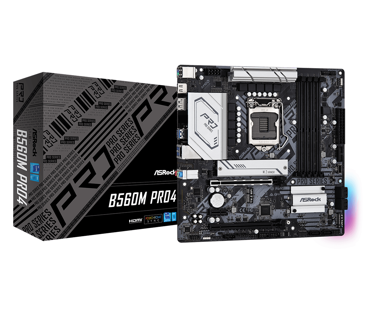 Материнская плата ASRock B560M PRO4, Socket1200, Intel B560, mATX