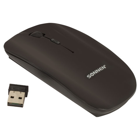 

Мышь беспроводная SONNEN M-243, 1600dpi, оптическая светодиодная, USB, черный (512646), M-243