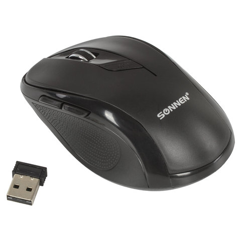 

Мышь беспроводная SONNEN M-693, 1600dpi, оптическая светодиодная, USB, черный (512645), M-693