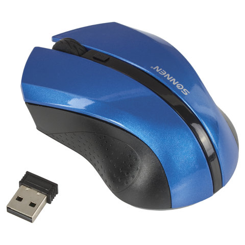Мышь беспроводная SONNEN WM-250Bl, 1600dpi, оптическая светодиодная, USB, синий (512644)