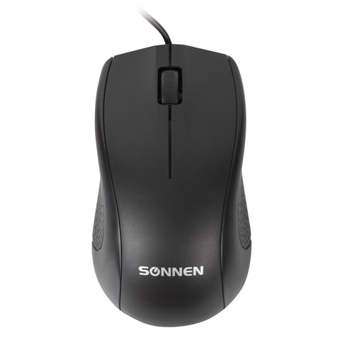 

Мышь проводная SONNEN М-201, 1000dpi, оптическая светодиодная, USB, черный (512631), М-201