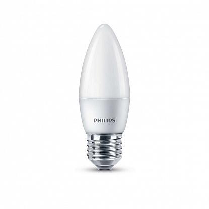 Лампа светодиодная E27 свеча/B35, 6.5Вт, 4000K / белый, Philips LEDCandle 6.5-75W (929001887207 / 8718696817056)