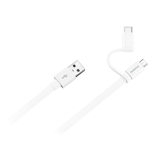 

Кабель USB 2.0(Am)-Micro USB 2.0(Bm)+USB 2.0 Type-C(m), быстрая зарядка, 2А, 1.5 м, белый, Huawei AP55S (04071417), CP55S