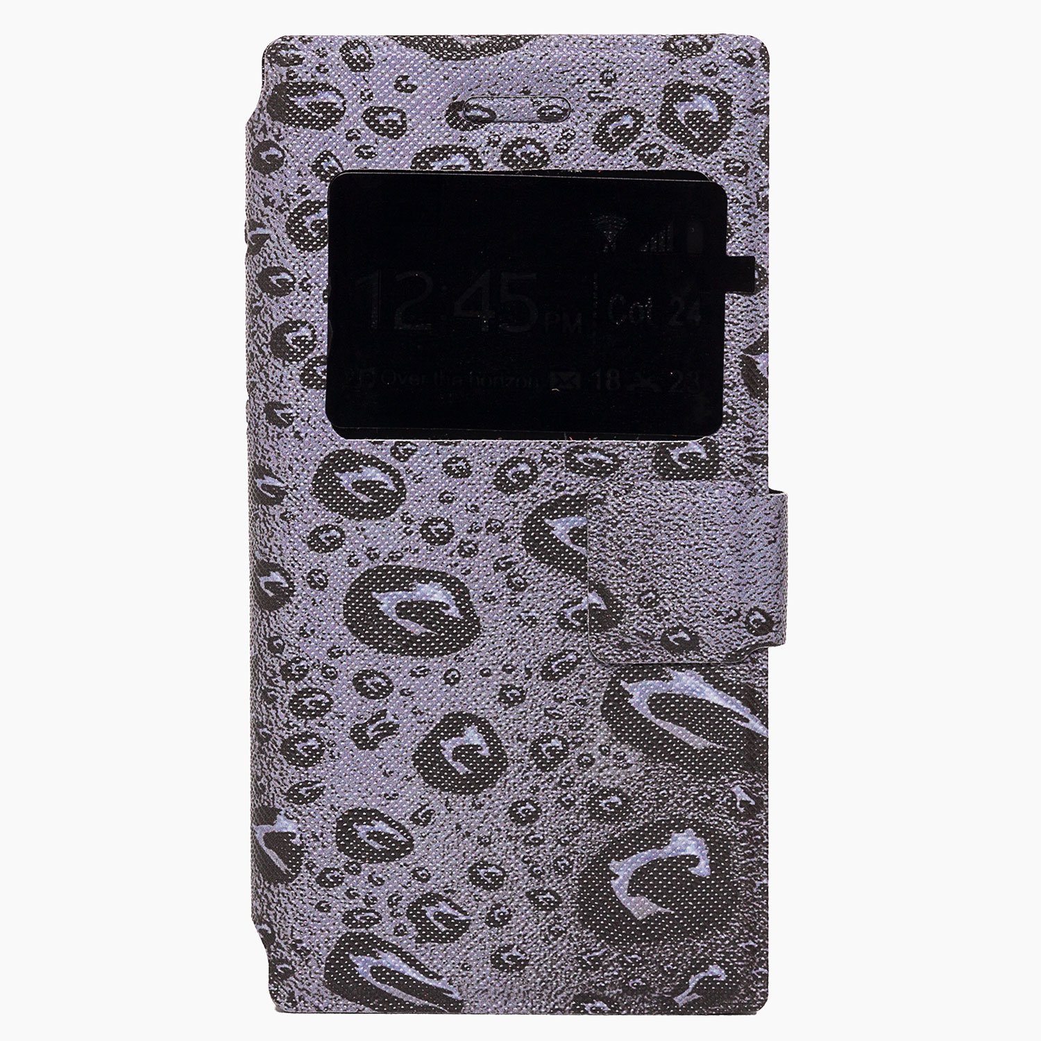 

Чехол-книжка для смартфона универсальный 4.5" (13.8x6.9x1.1см), искусственная кожа, серые брызги (118519)