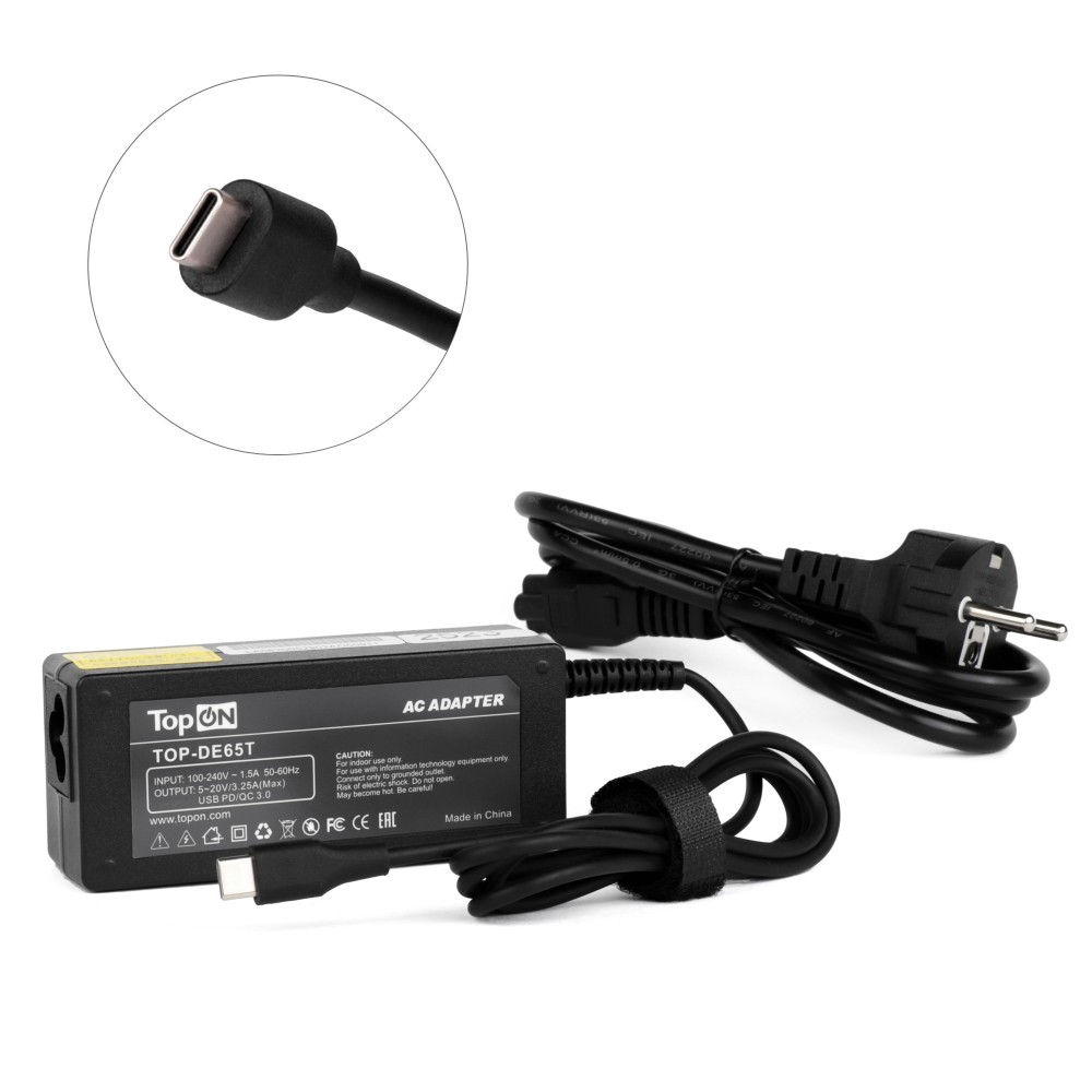 Адаптер питания ноутбука TopON TOP-DE65T 102848