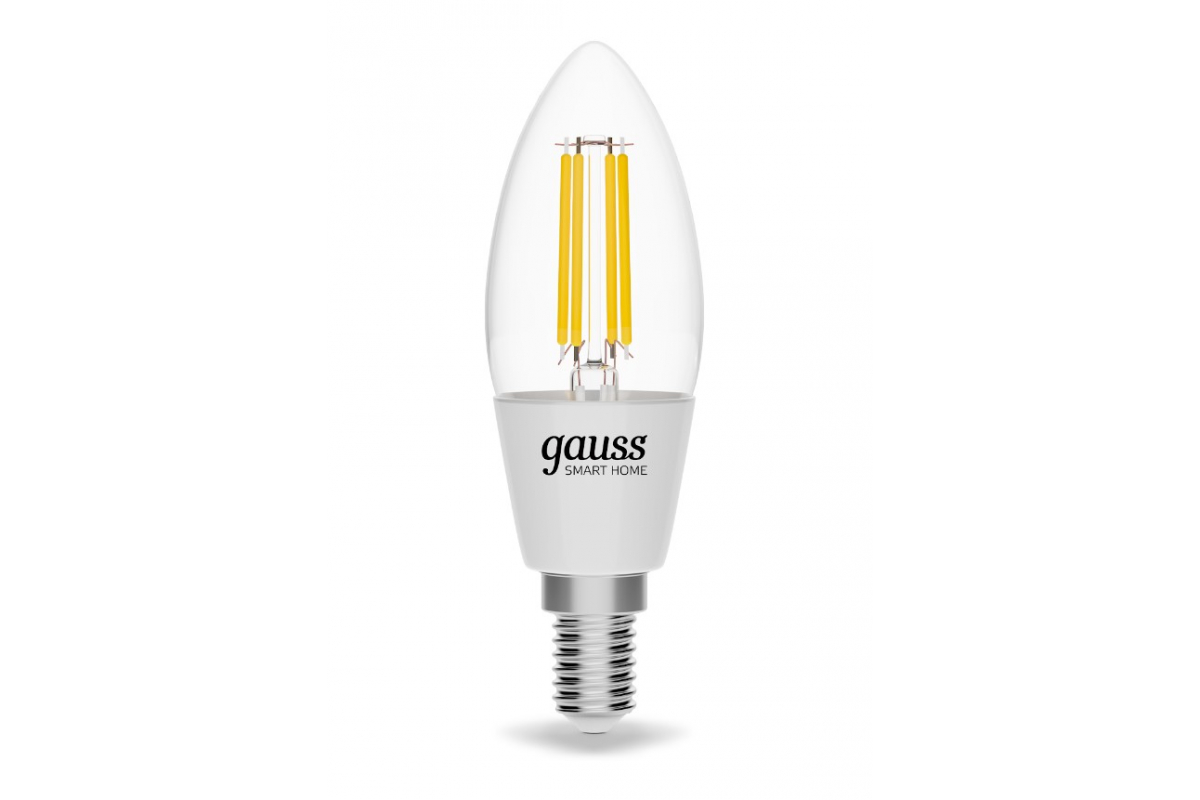 

Умная лампа gauss 0, 4.5Вт, 495лм, 2000-6500K, E14, WiFi, белый (1250112)