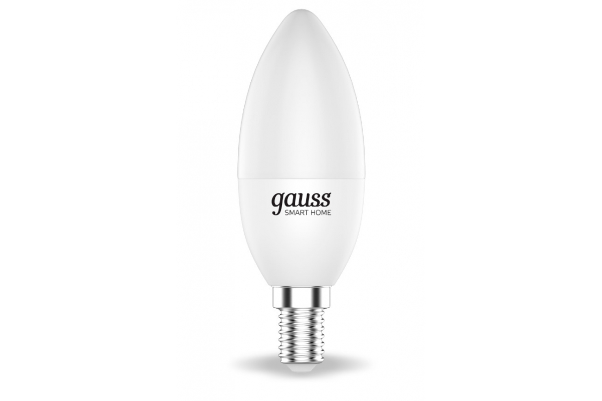 

Умная лампа gauss, 5Вт, 470лм, 2700 K, E14, WiFi, белый (1100112)