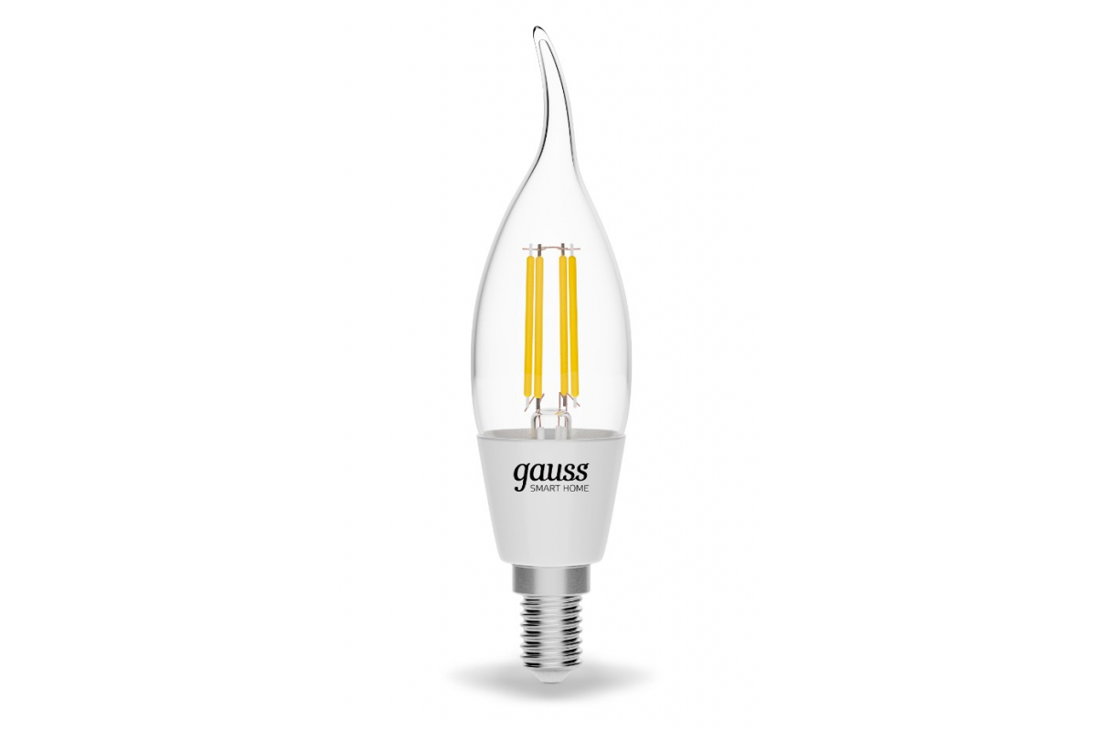 

Умная лампа gauss 0, 4.5Вт, 495лм, 2700K, E14, WiFi, белый (1260112)