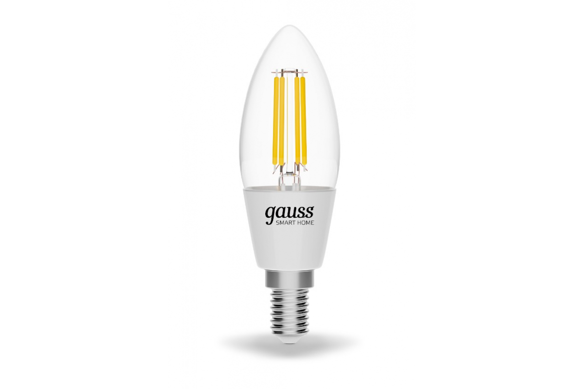 Умная лампа gauss 0, 4.5Вт, 495лм, 2700 K, E14, WiFi, белый (1230112) - фото 1