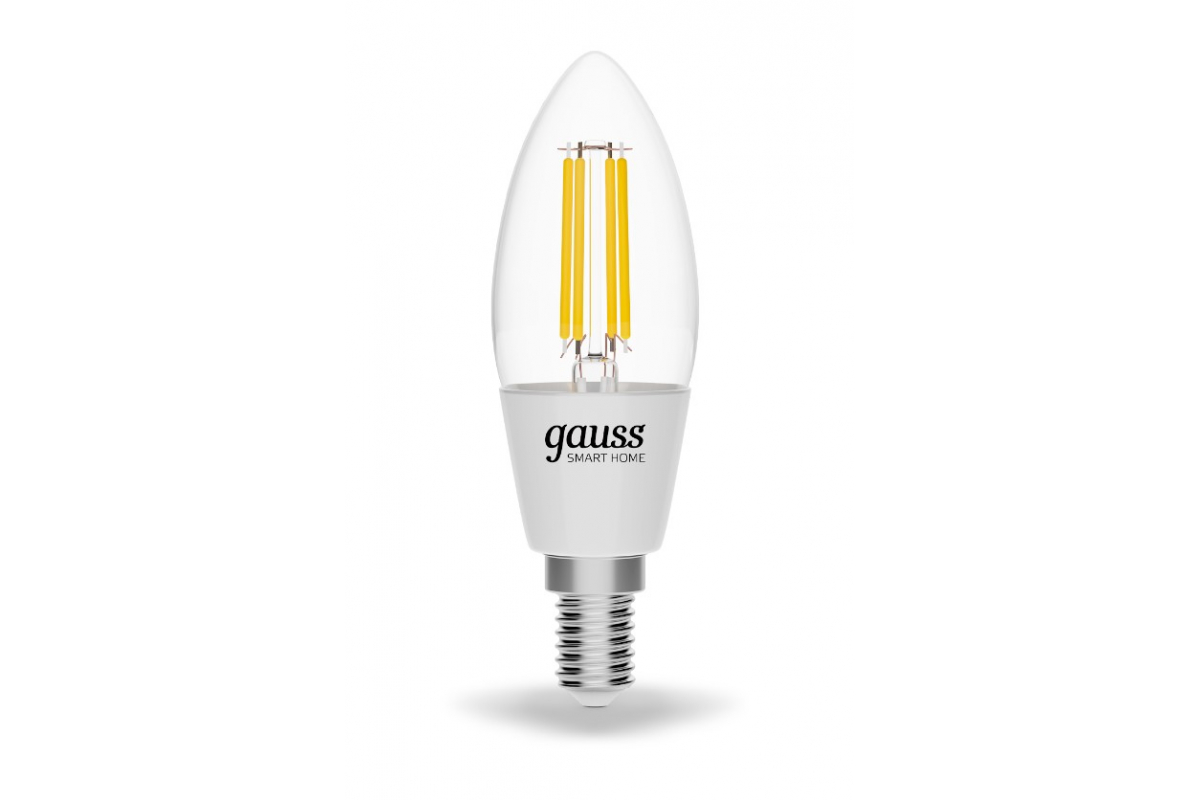 

Умная лампа gauss 0, 4.5Вт, 495лм, 2700 K, E14, WiFi, белый (1230112)
