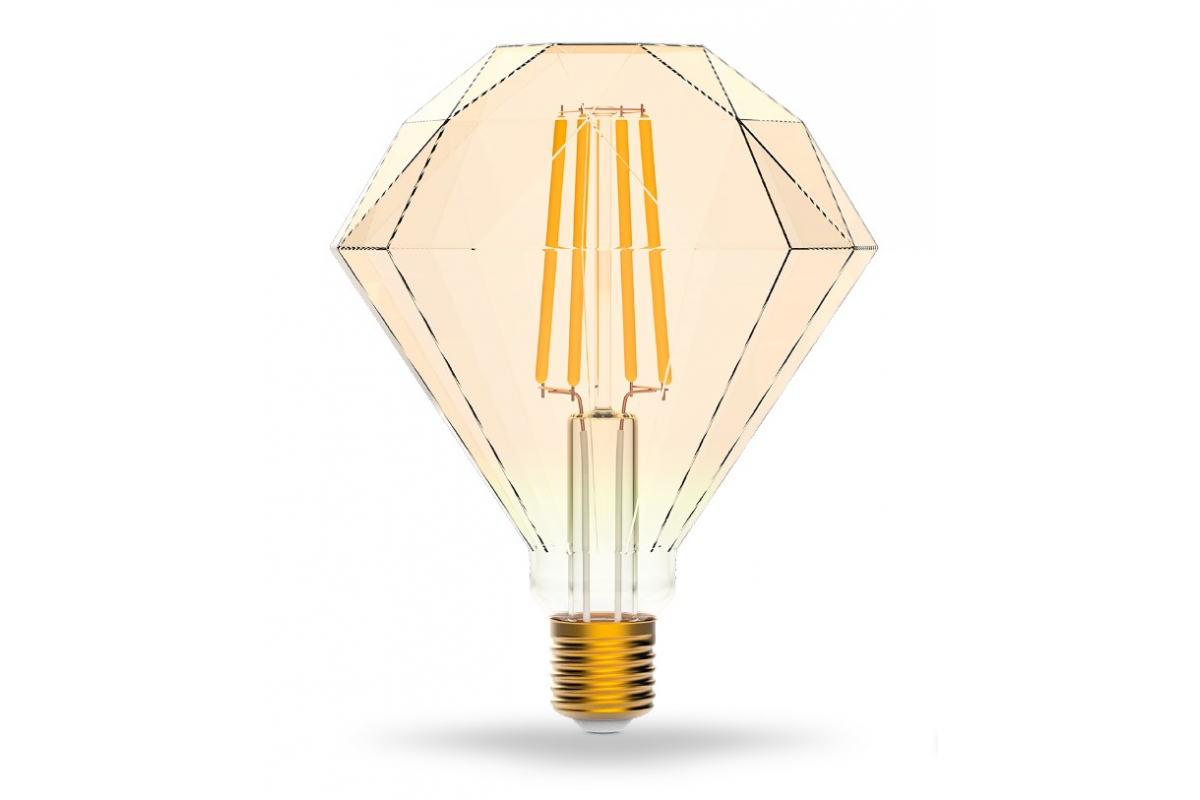 

Умная лампа gauss Diamond Golden, 7Вт, 740лм, 2700 K, E27, WiFi, золото (1350112), Diamond Golden