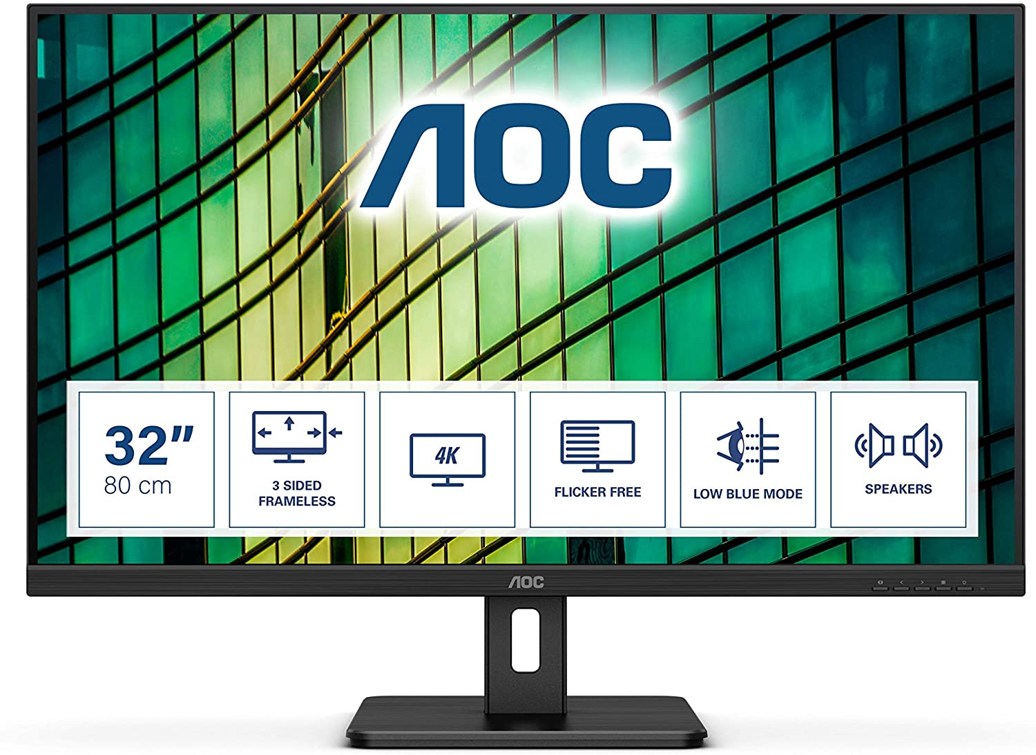

Монитор 32" AOC U32E2N VA, 3840x2160 (16:9), 350кд/м2, 4мс, 178°/178°, FreeSync, HDMI, DisplayPort, черный, U32E2N