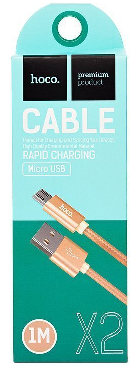 

Кабель USB(Am)-Micro USB(Bm), быстрая зарядка, 2А, 1 м, золотистый, HOCO Rapid X2 (6957531032182), X2