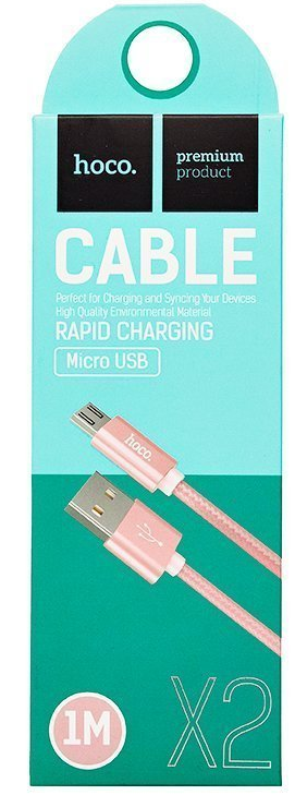 

Кабель USB(Am)-Micro USB(Bm), быстрая зарядка, 2А, 1 м, розовое золото, HOCO Rapid X2 (6957531032212), X2