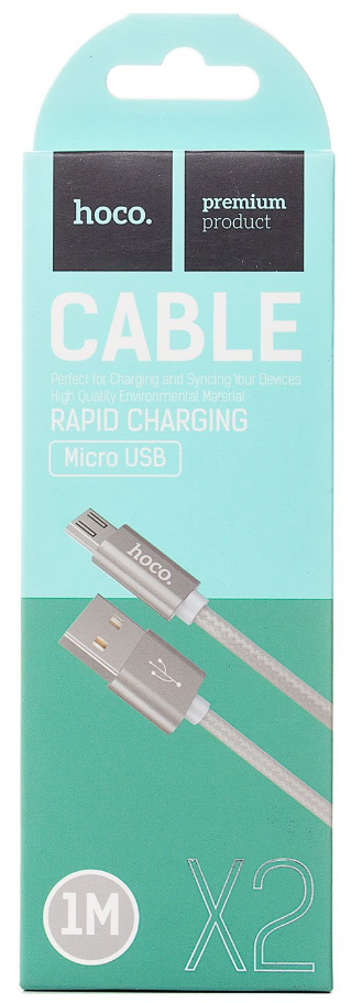 

Кабель USB-Micro USB, 2A быстрая зарядка, 1м, металлик HOCO Rapid X2, Серебристый, X2