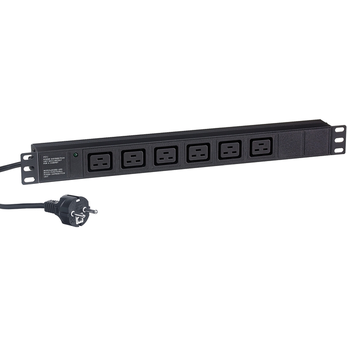 Блок розеток (PDU) ExeGate ServerPro PDU-19H013 Al-6C19-EU3CU-SW, 1U, кол-во розеток:6 (6xC19), 16А, черный, кабель питания 3 м (EX280871RUS)