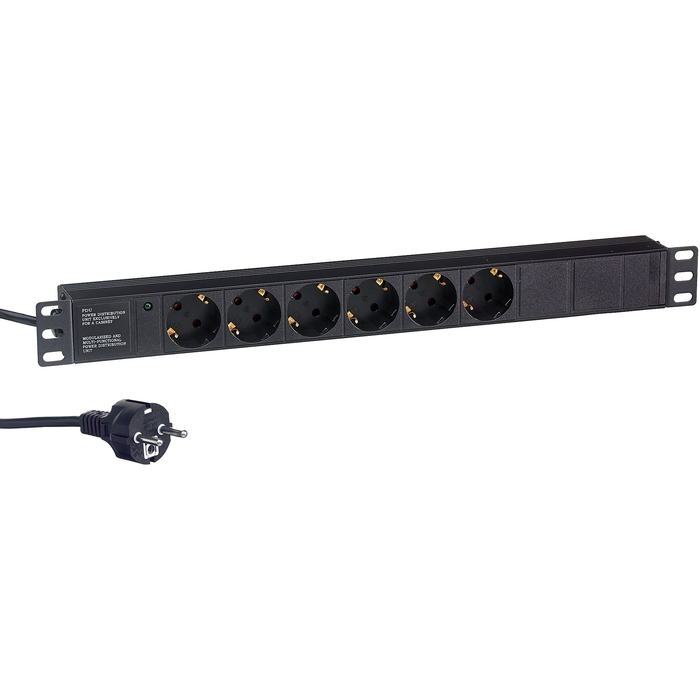 

Блок розеток (PDU) ExeGate ServerPro PDU-19H602 Al-6S-EU2CU, 1U, кол-во розеток:6 (6xЕвро), 16А, черный, кабель питания 2 м (EX280827RUS), ServerPro PDU-19H602 Al-6S-EU2CU