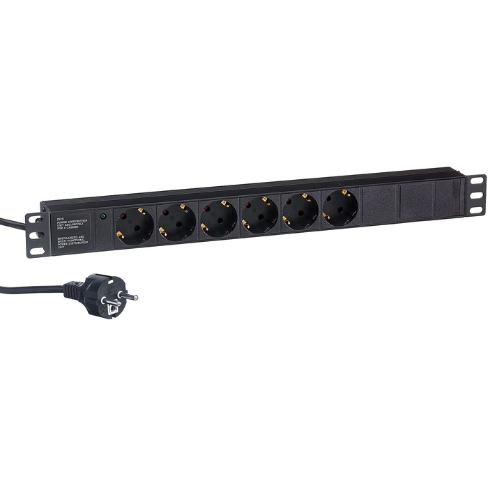 

Блок розеток (PDU) ExeGate ServerPro PDU-19H603 Al-6S-EU2.5CU, 1U, кол-во розеток:6 (6xЕвро), 16А, черный, кабель питания 2.5 м (EX280828RUS), ServerPro PDU-19H603 Al-6S-EU2.5CU