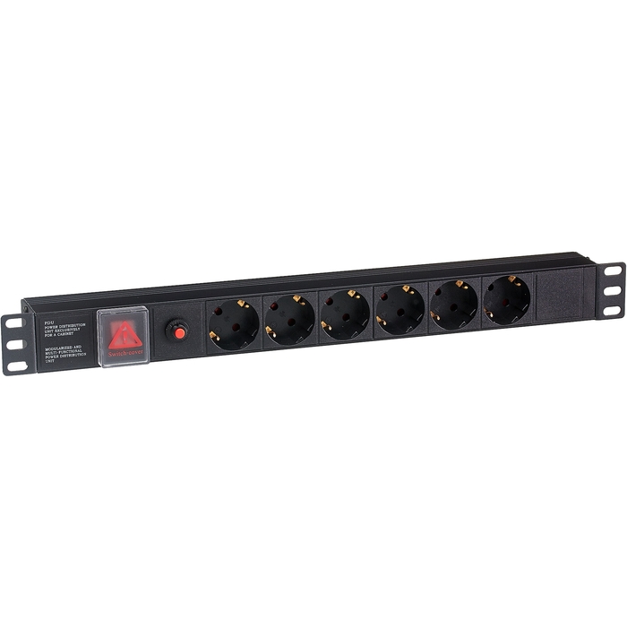 Блок розеток (PDU), кол-во розеток: 6, ExeGate ServerPro PDU-19H605 Al-6S-C14-SW-O (EX280830RUS)