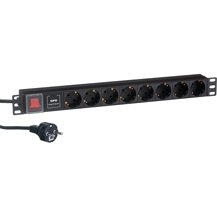 Блок розеток PDU ExeGate ServerPro PDU-19H807 Al-8S-EU2CU-SW-SPD1 1U кол-во розеток8 8xЕвро черный кабель питания 2 м EX280846RUS 1850₽