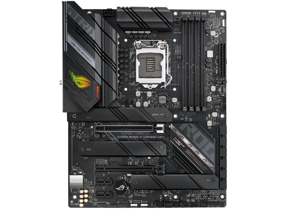 

Материнская плата ASUS ROG STRIX B560-F GAMING WIFI, Socket1200, Intel B560, 4xDDR4, 2PCI-Ex16, 6SATA3, 7.1-ch, 2.5GLAN, 6 USB 3.2, 3 USB Type-C, HDMI, DP, ATX, Retail, ROG STRIX B560-F GAMING WIFI