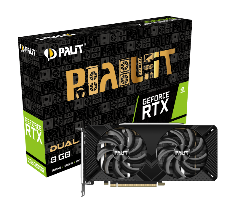 

Видеокарта Palit NVIDIA GeForce RTX 2060 SUPER Dual, 8Gb DDR6, 256 бит, PCI-E, DVI, HDMI, DP, Retail (NE6206S018P2-1160A-1), Dual