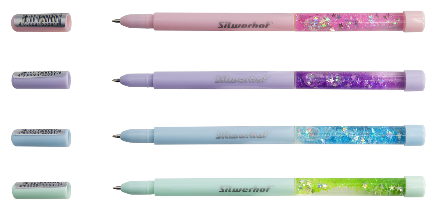 

Ручка шариковая Silwerhof SPARKLE, синий, пластик, колпачок (1203140), SPARKLE