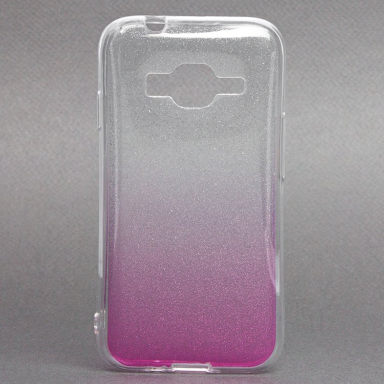 Чехол-накладка Glamour для смартфона Samsung SM-J106 Galaxy J1 mini Prime, силикон, фиолетовый/серебристый