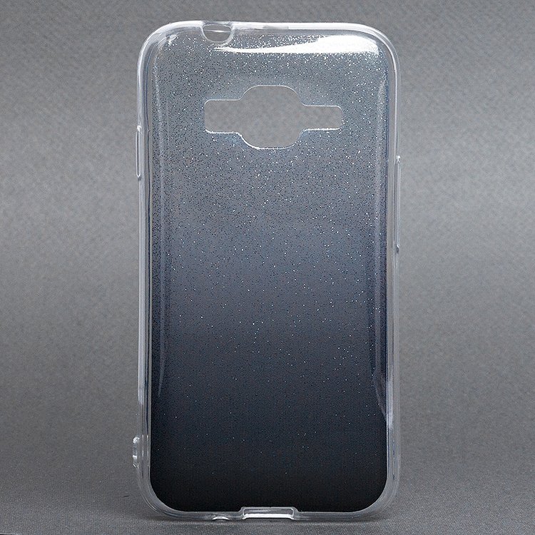 Чехол-накладка Glamour для смартфона Samsung SM-J106 Galaxy J1 mini Prime, силикон, черный/серебристый