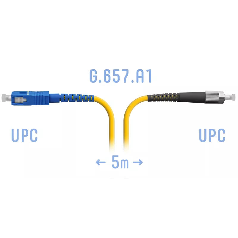 Патч-корд оптический SNR, FC/UPC-SC/UPC, одномодовый, G.657.A1, одинарный, 5м, желтый (SNR-PC-FC/UPC-SC/UPC-A-5m)