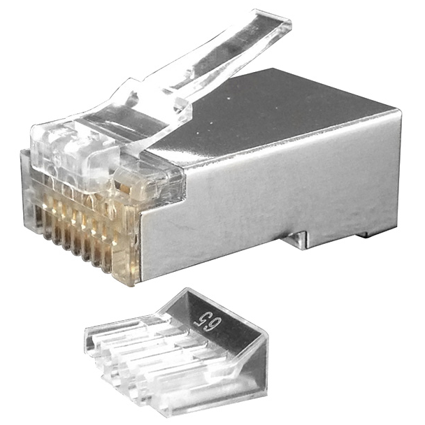 

Коннектор RJ-45 8P8C категория 6, экранированный, вставка, 100шт., Hyperline (PLUG-8P8C-UV-C6-SH-100)