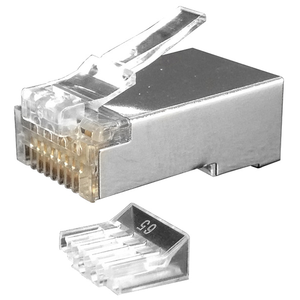 Коннектор RJ-45 8P8C категория 6, экранированный, вставка, 100шт., Hyperline (PLUG-8P8C-UV-C6-SH-100)