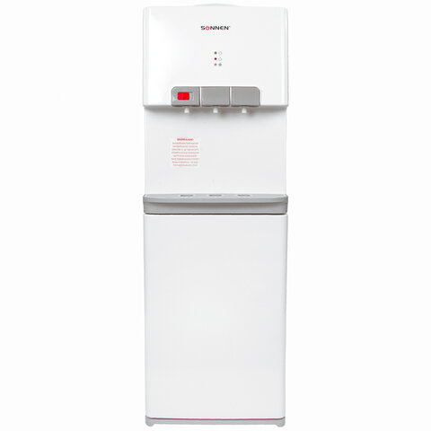 

Кулер напольный SONNEN FSE-02MB, нагрев 420 Вт 4 л/ч 85°C / охлаждение 80 Вт 600 мл/ч 15°C, защита от детей, белый (455000), FSE-02MB