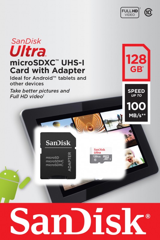 

Карта памяти 128Gb microSDXC Sandisk Class 10 UHS-I U1 + адаптер, SDSQUNR-128G-GN6TA