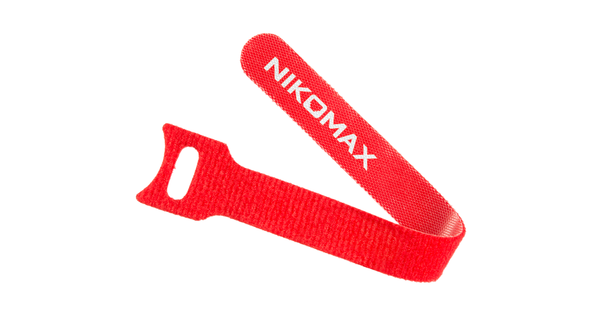 Стяжка-липучка Nikomax с мягкой пряжкой, 1.6 см x 210 мм, 10 шт., для пучков до 50мм, красный (NMC-CTV210-16-SB-RD-10)