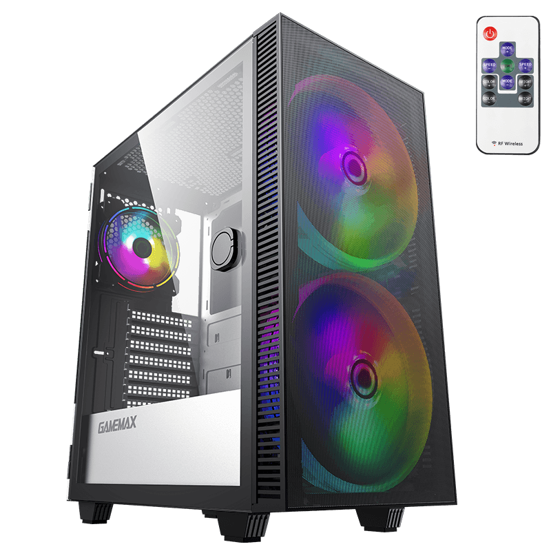 Корпус GameMax Aero, ATX, Midi-Tower, USB 3.1, RGB подсветка, черный, без БП (А367)