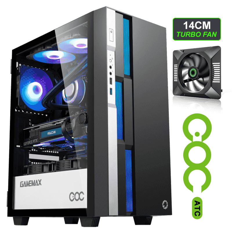 

Корпус GameMax Brufen C3 BW , ATX, Midi-Tower, USB 3.1, черный/синий, Без БП, Brufen C3 BW