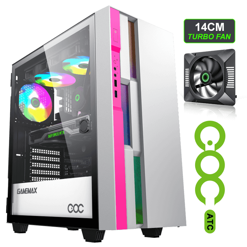 

Корпус GameMax Brufen C3 WP, ATX, Midi-Tower, USB 3.1, RGB подсветка, белый/розовый, без БП, Brufen C3 WP