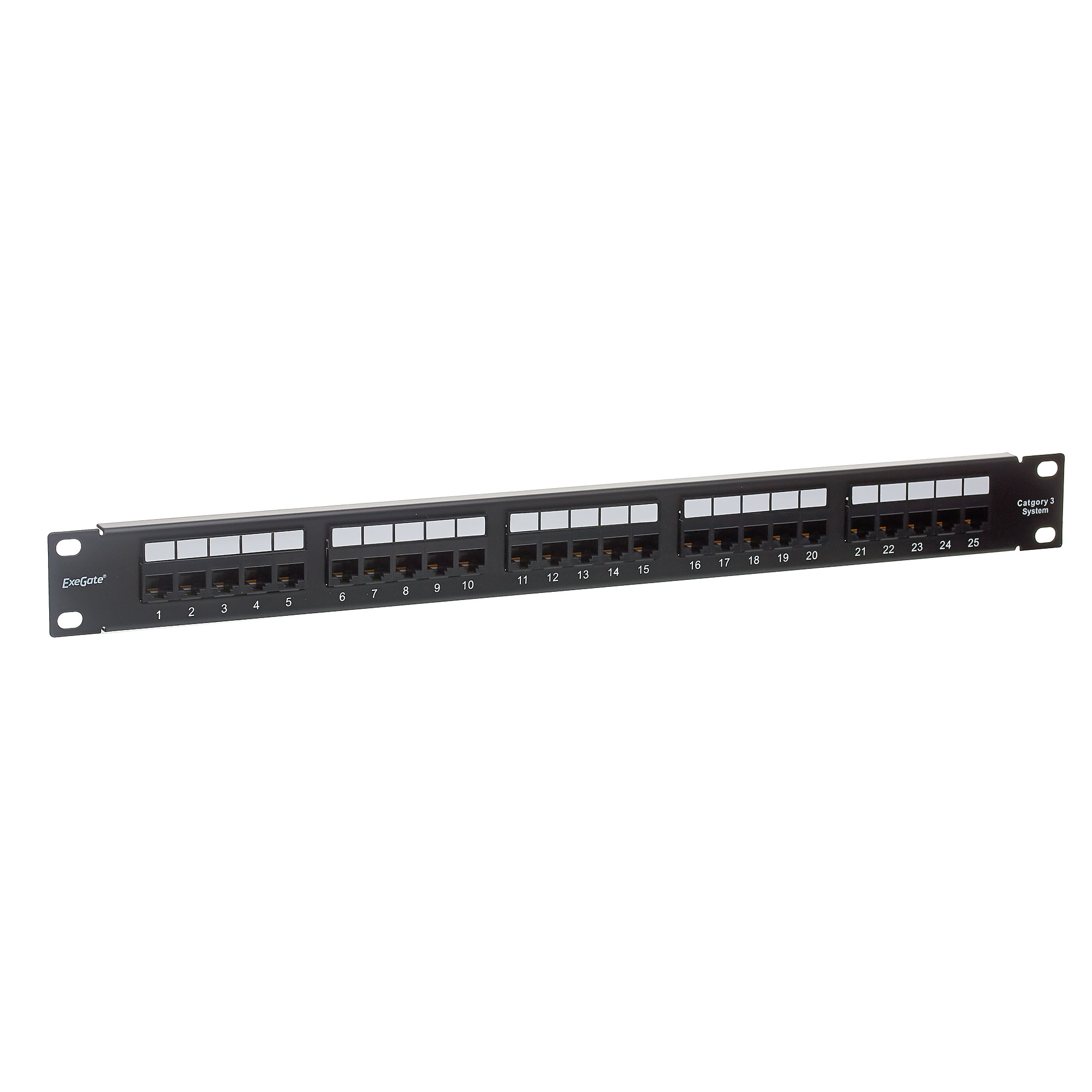 Патч-панель в шкаф 19" 1U, порты: 25xRJ-12 кат.3, Exegate EPP-19-25-6P4C-C2