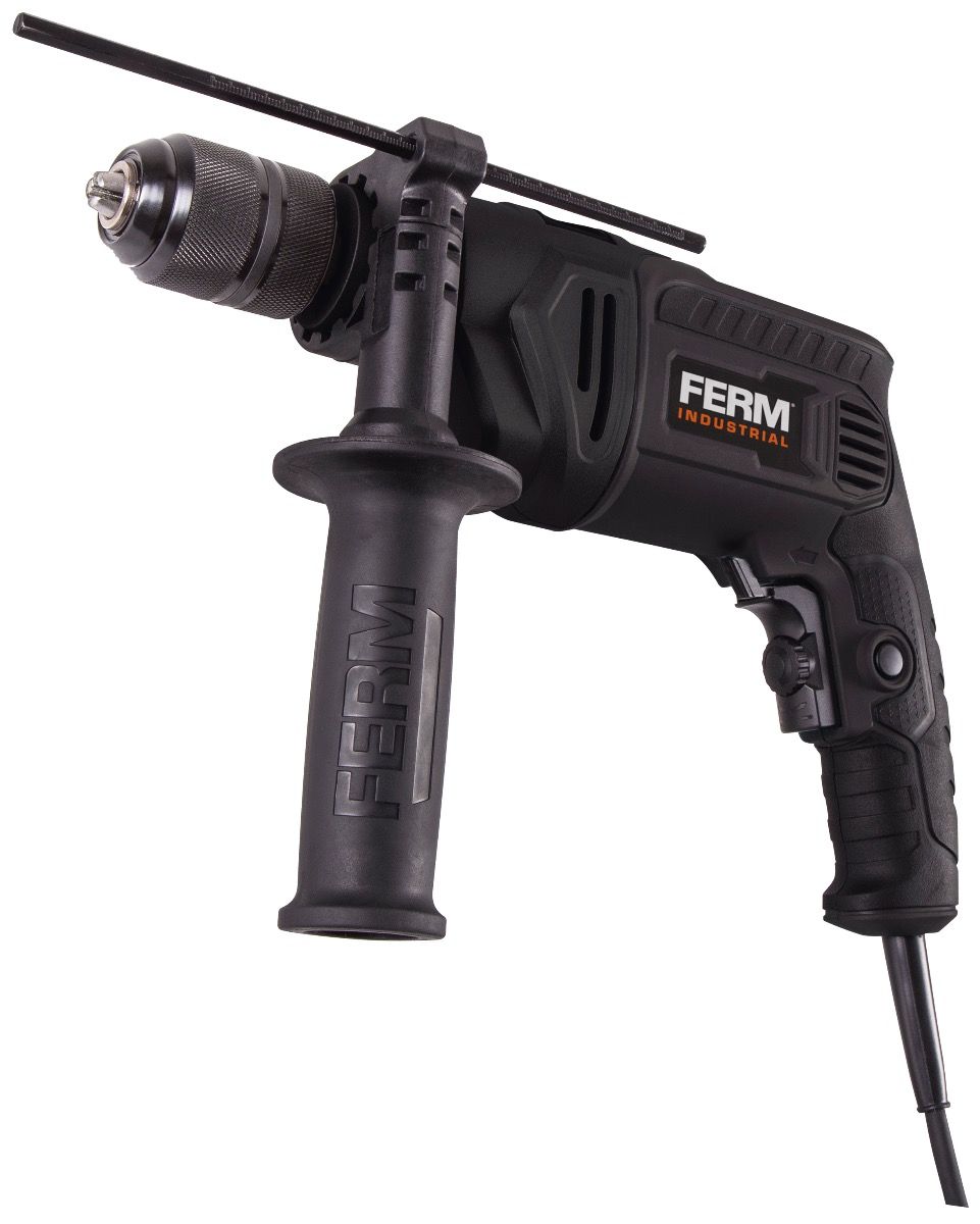 

Дрель Ferm PDM1060P_K, сетевая, 850 Вт, 3000 об/мин, ударная, быстрозажимной патрон, кейс, PDM1060P_K