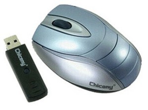 Мышь беспроводная Chicony MS-0526W-BS, 1000dpi, оптическая светодиодная, USB, серый/голубой (MS-0526W-BS)