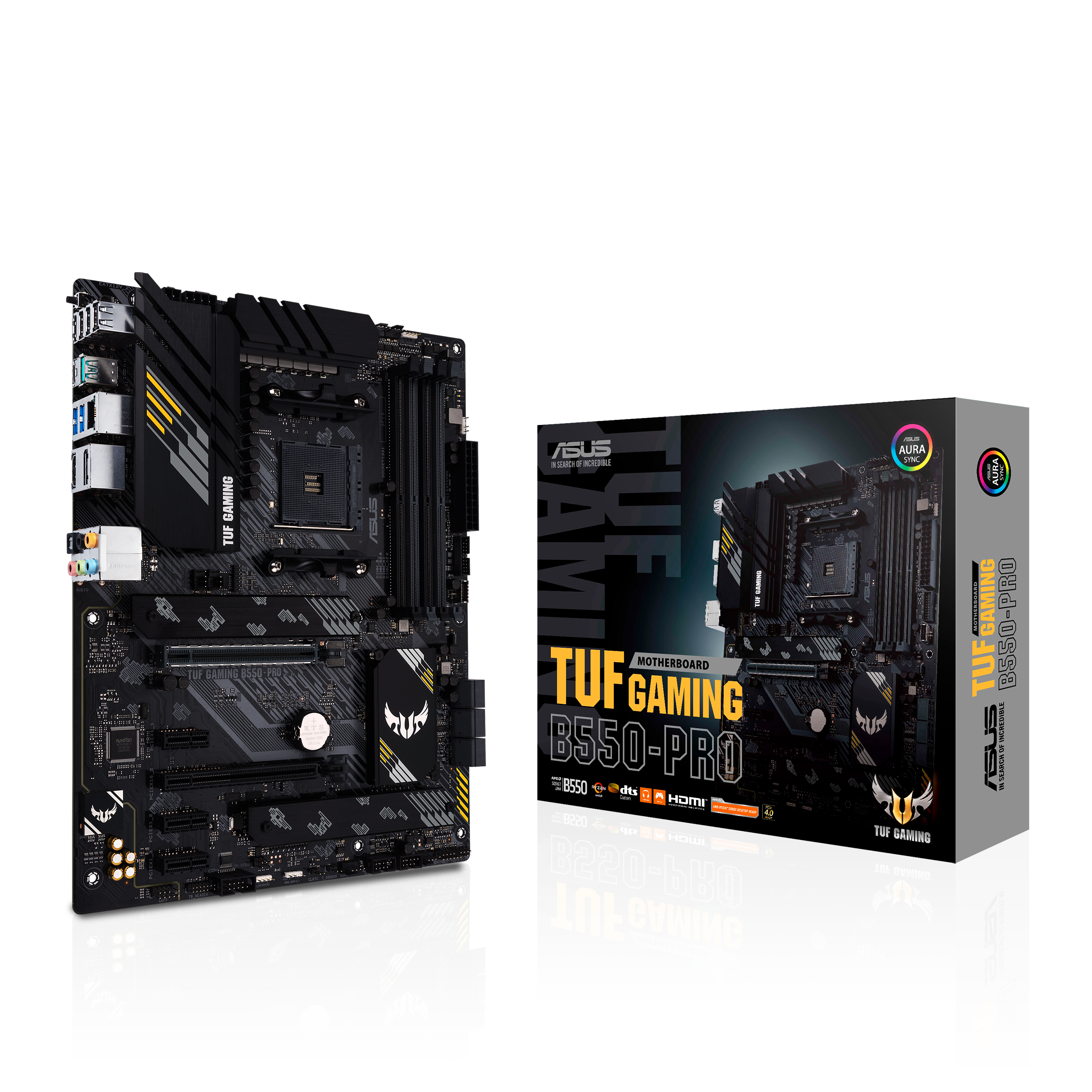 

Материнская плата ASUS TUF GAMING B550-PRO, SocketAM4, AMD B550, 4xDDR4, 2PCI-Ex16, 6SATA3, 7.1-ch, 2.5GLAN, 5 USB 3.2, 2 USB Type-C, HDMI, DP, ATX, Retail, TUF GAMING B550-PRO