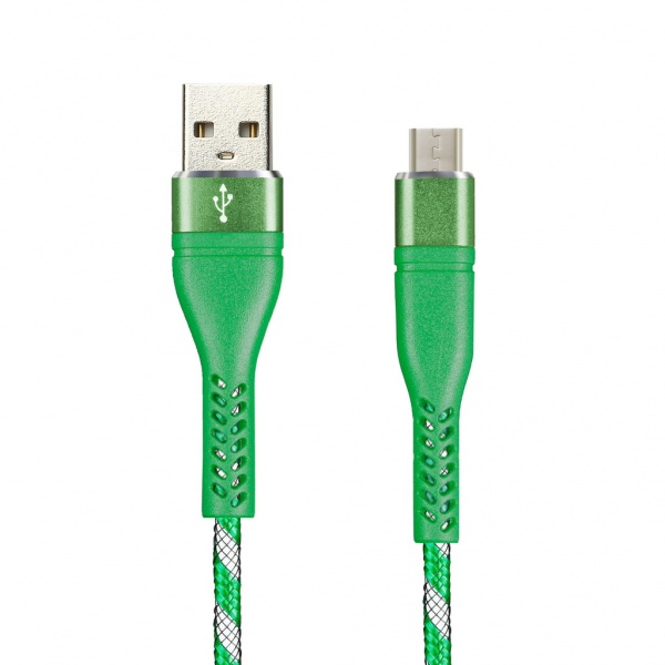 

Кабель USB 2.0(Am)-Micro USB 2.0(Bm), 2A, 1м, черный Smartbuy CARBON CANDY iK-12CAC (iK-12CAC green), iK-12CAC