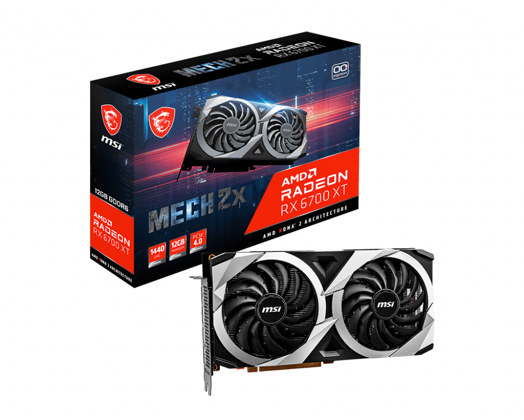 

Видеокарта MSI AMD Radeon RX 6700 XT MECH 2X OC, 12Gb DDR6, 192 бит, PCI-E, HDMI, 3DP, Retail (602-V398-04S), MECH 2X OC
